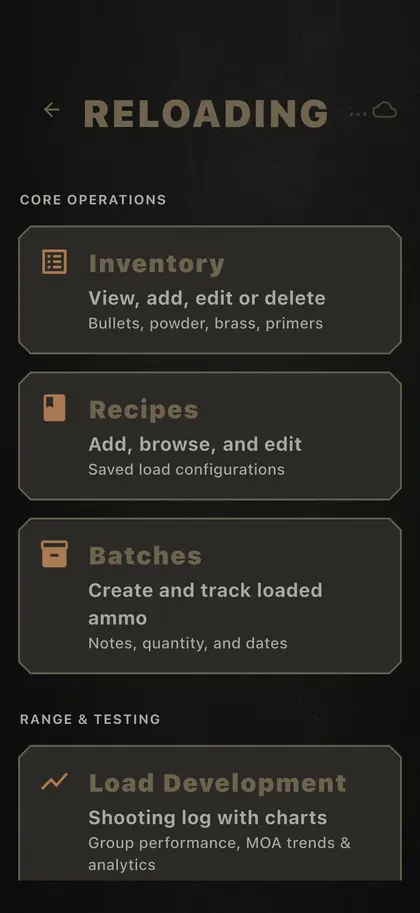 Load'Em reloading menu on a phone